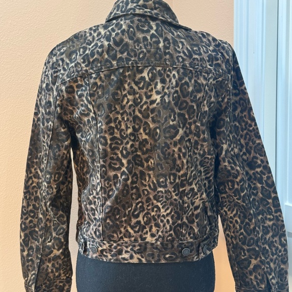 Levi's Premium Brown Black Leopard Print Denim Small Jean Jacket - Picture 2 of 7